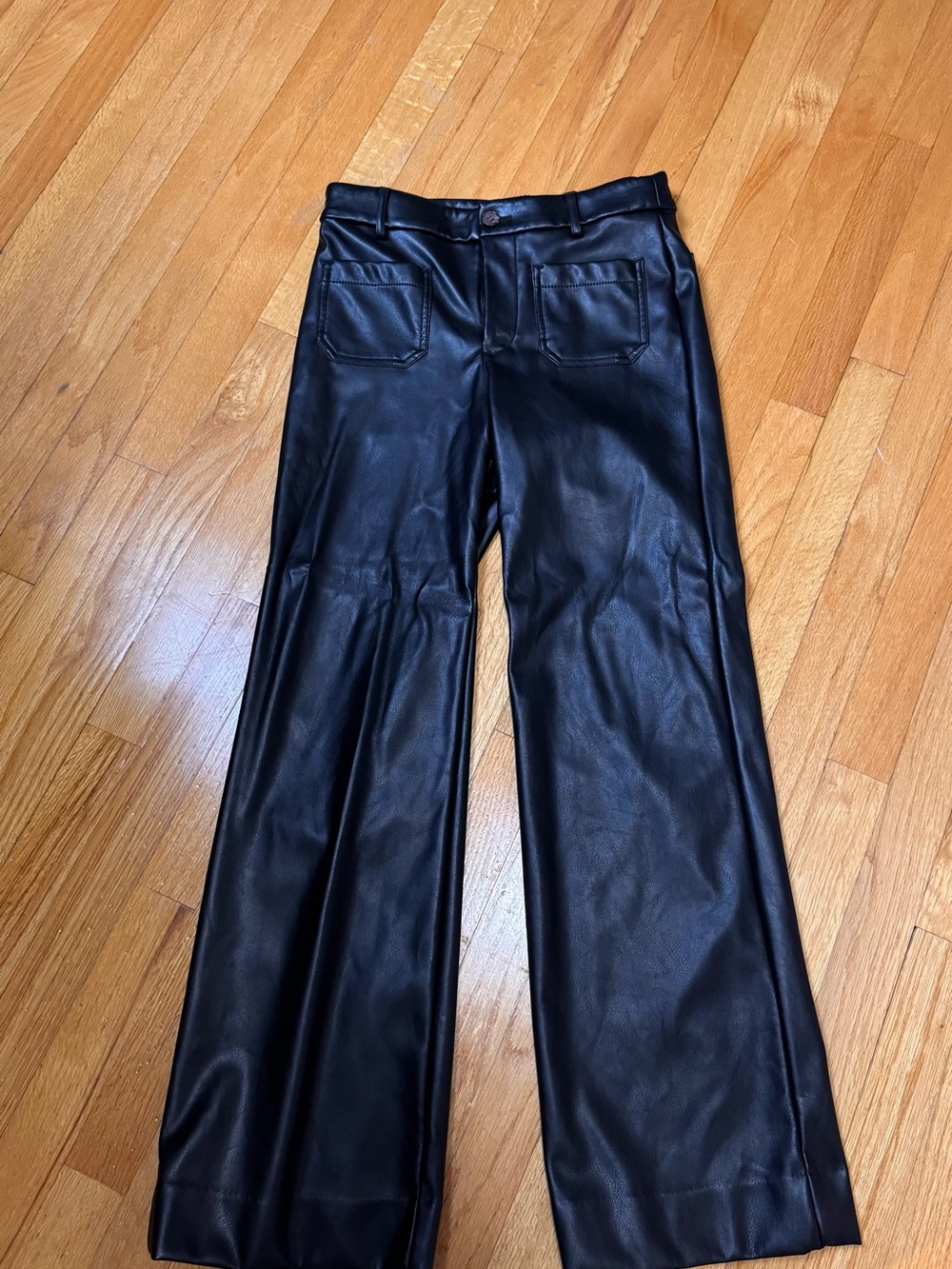J. Crew Black Faux Leather Wide-Leg Pants